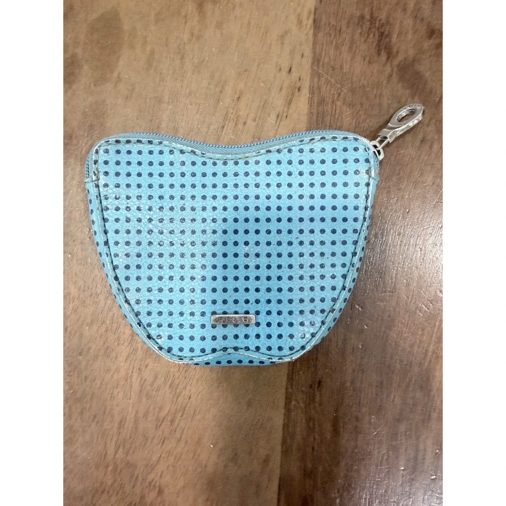 Relic Butterfly Coin Purse Blue Pink Polka Dot Zip Pouch Small Wallet